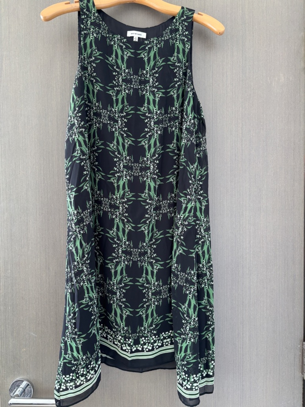 Max Studio Floral Midi Dress Sleeveless - Black and Green - Size Small